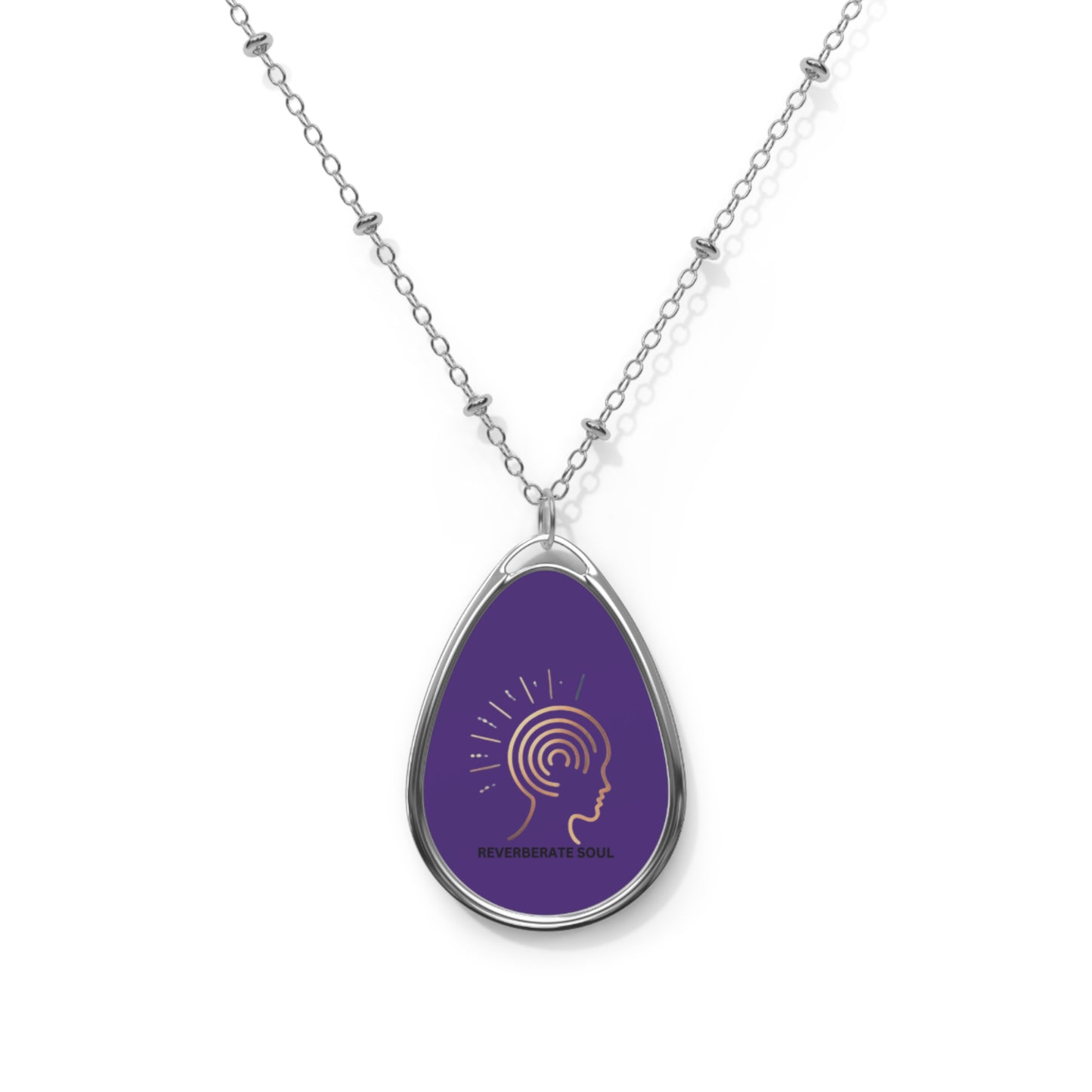 Silver Pendant - Oval Necklace | Purple | Reverberate Soul™