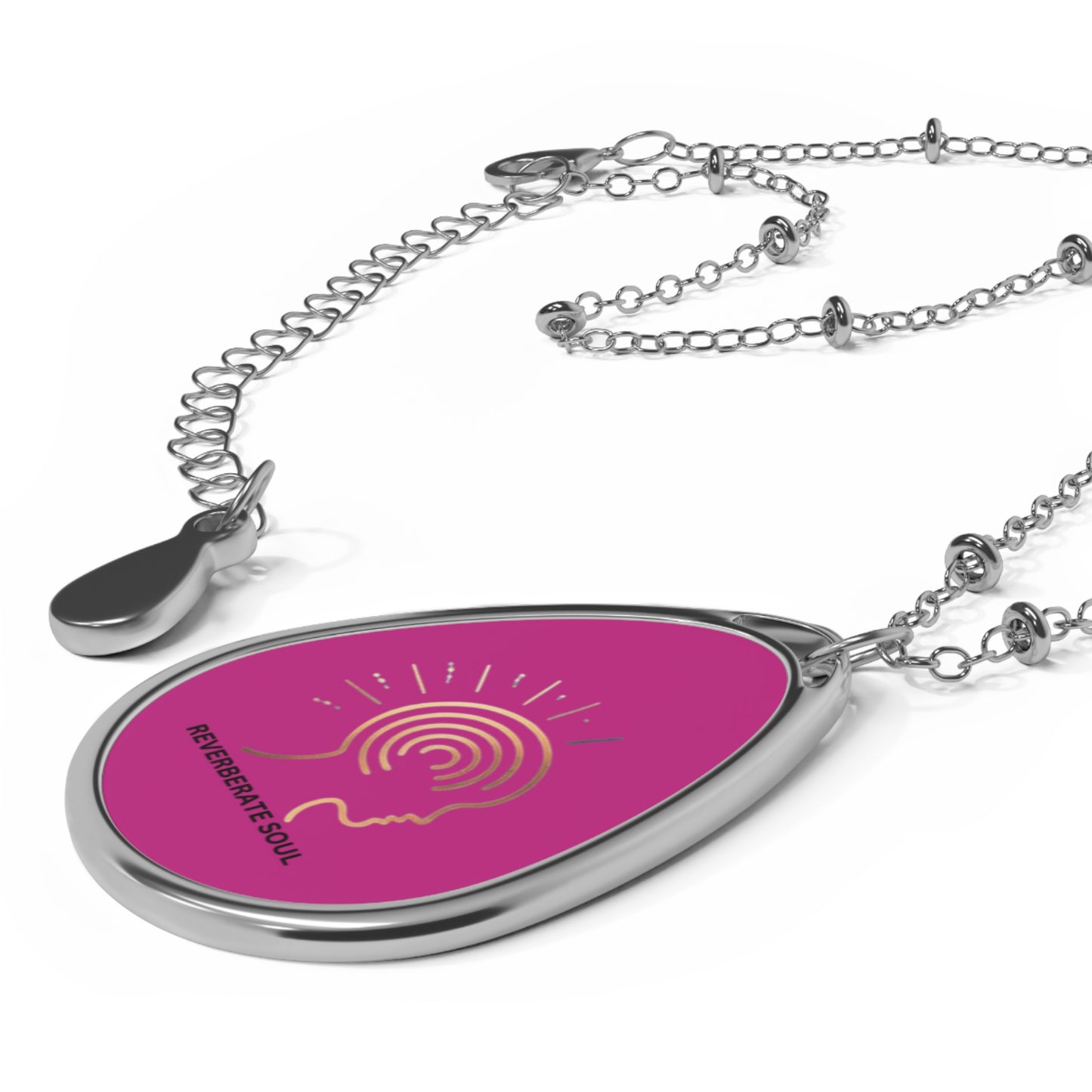 Silver Pendant - Oval Necklace | Pink | Reverberate Soul™