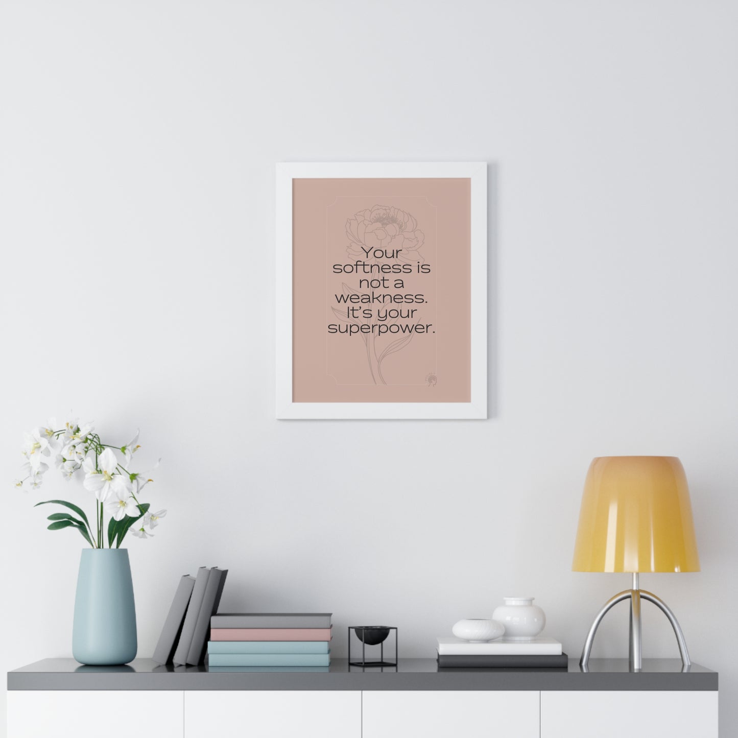 Soft Strength Series | Quote 2 | Framed Vertical Poster | Your softness is not a weakness. It's your superpower. | Reverberate Soul™