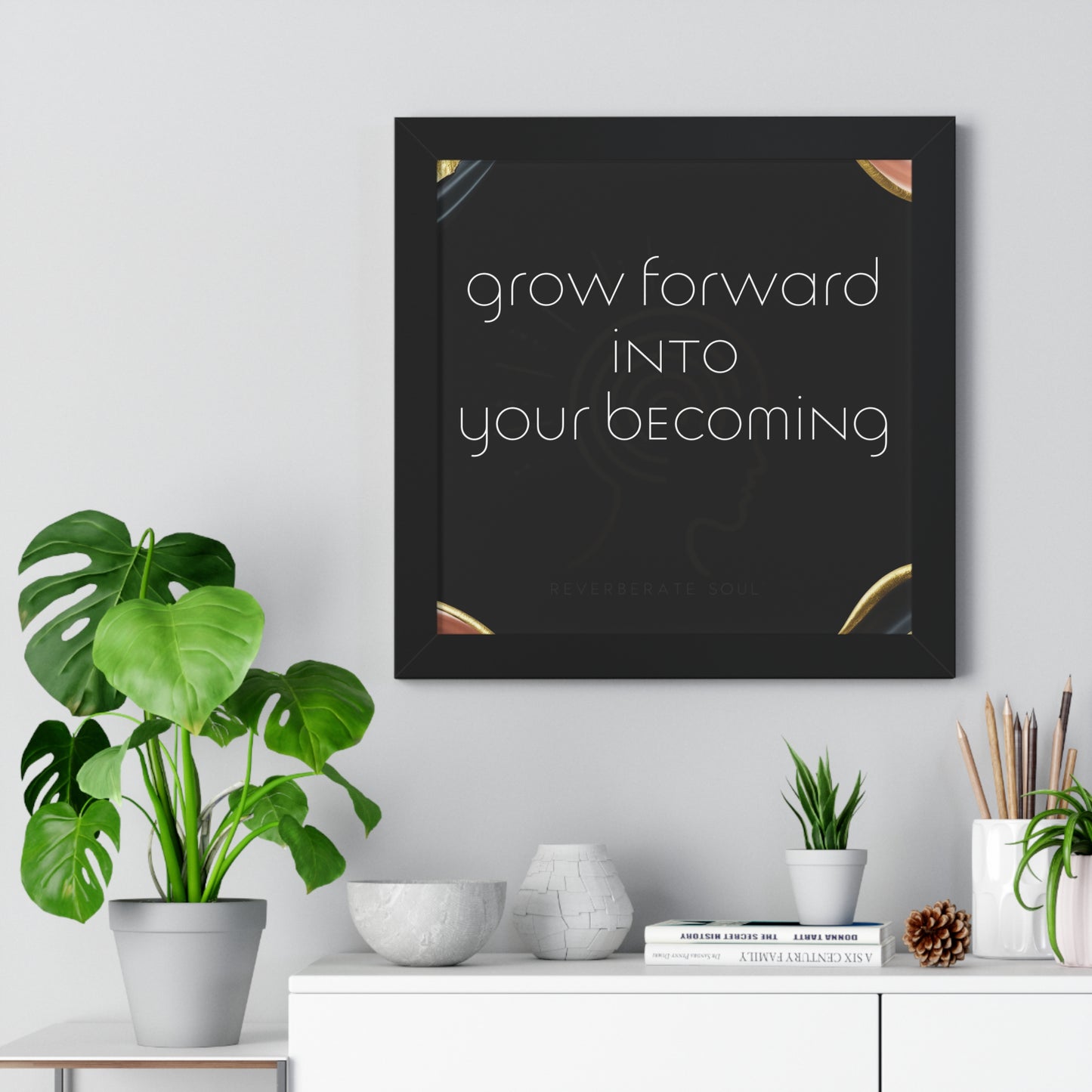 Framed Vertical Poster | Grow Forward Into Your Becoming | Reverberate Soul™