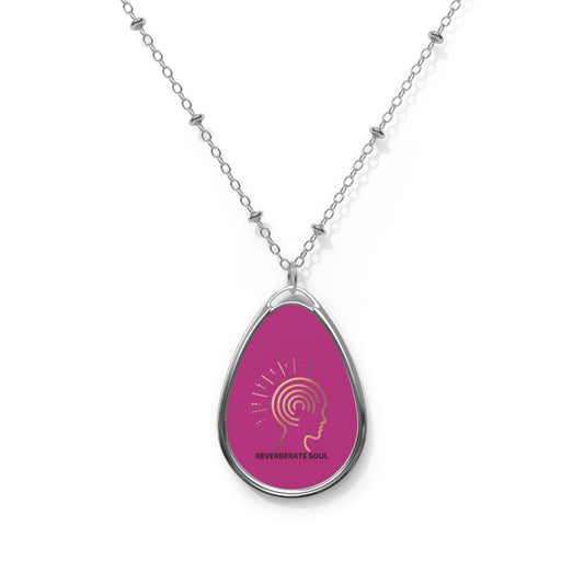 Silver Pendant - Oval Necklace | Pink | Reverberate Soul™