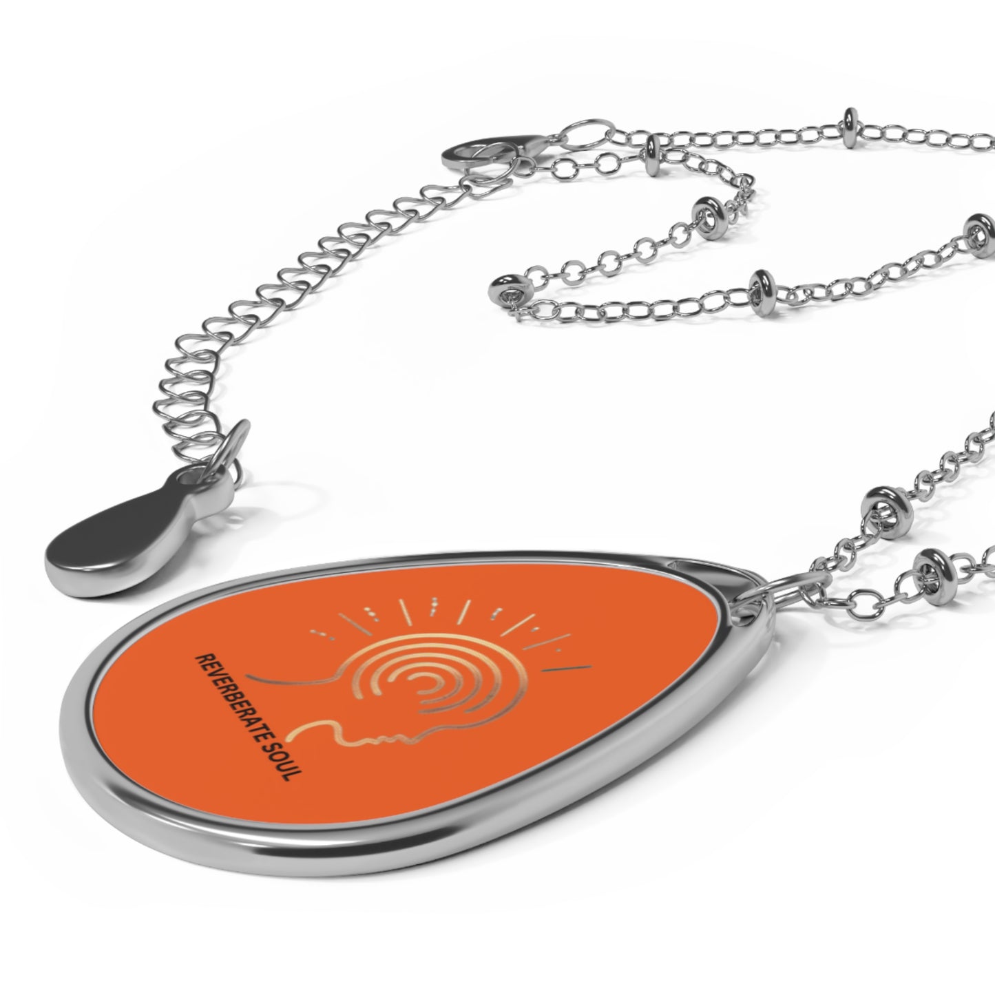 Silver Pendant - Oval Necklace | Orange | Reverberate Soul™