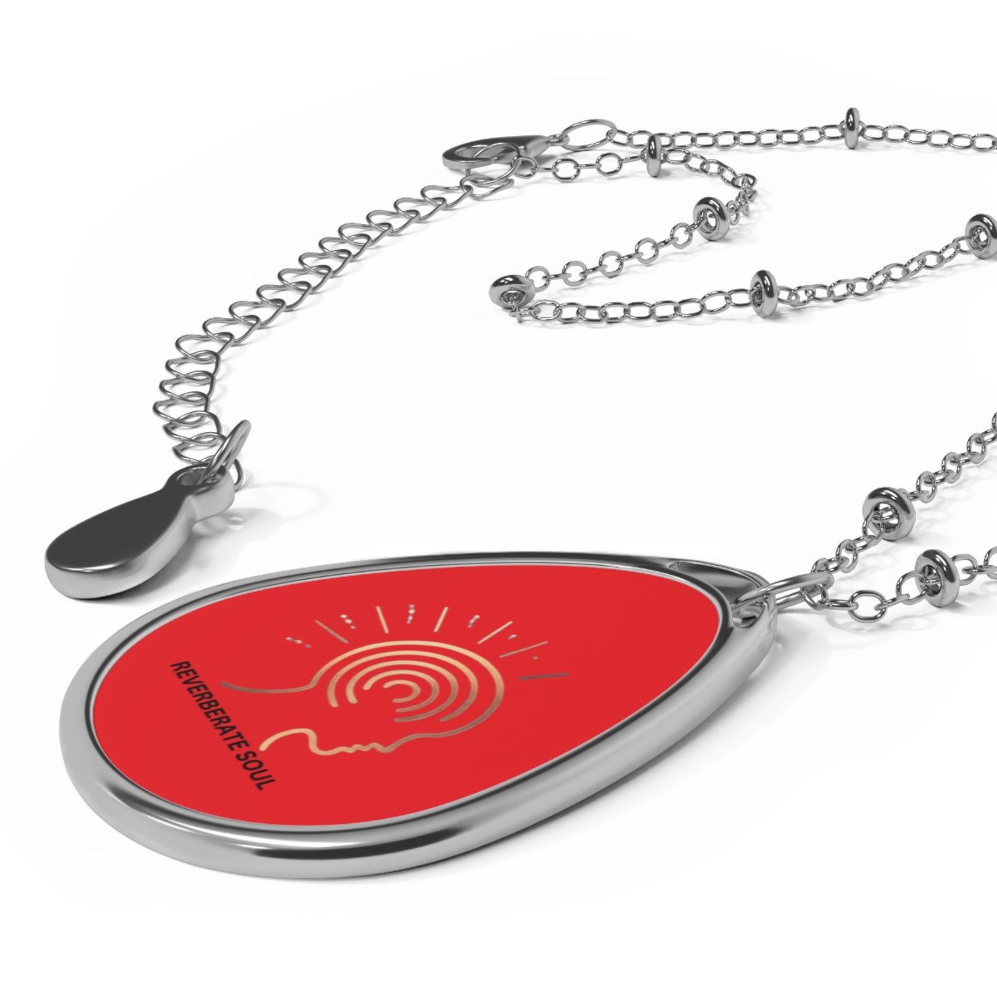 Silver Pendant - Oval Necklace | Red | Reverberate Soul™
