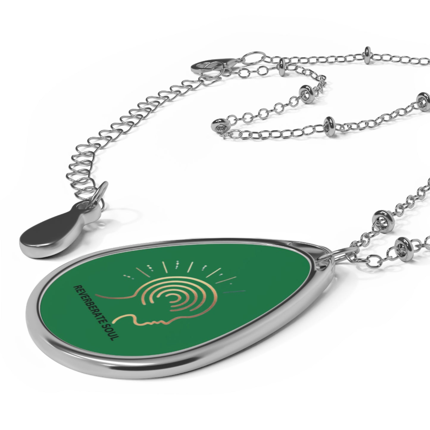 Silver Pendant - Oval Necklace | Green | Reverberate Soul™