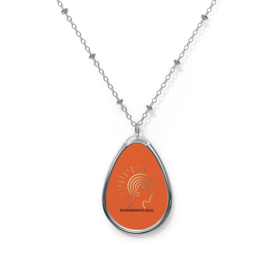 Silver Pendant - Oval Necklace | Orange | Reverberate Soul™