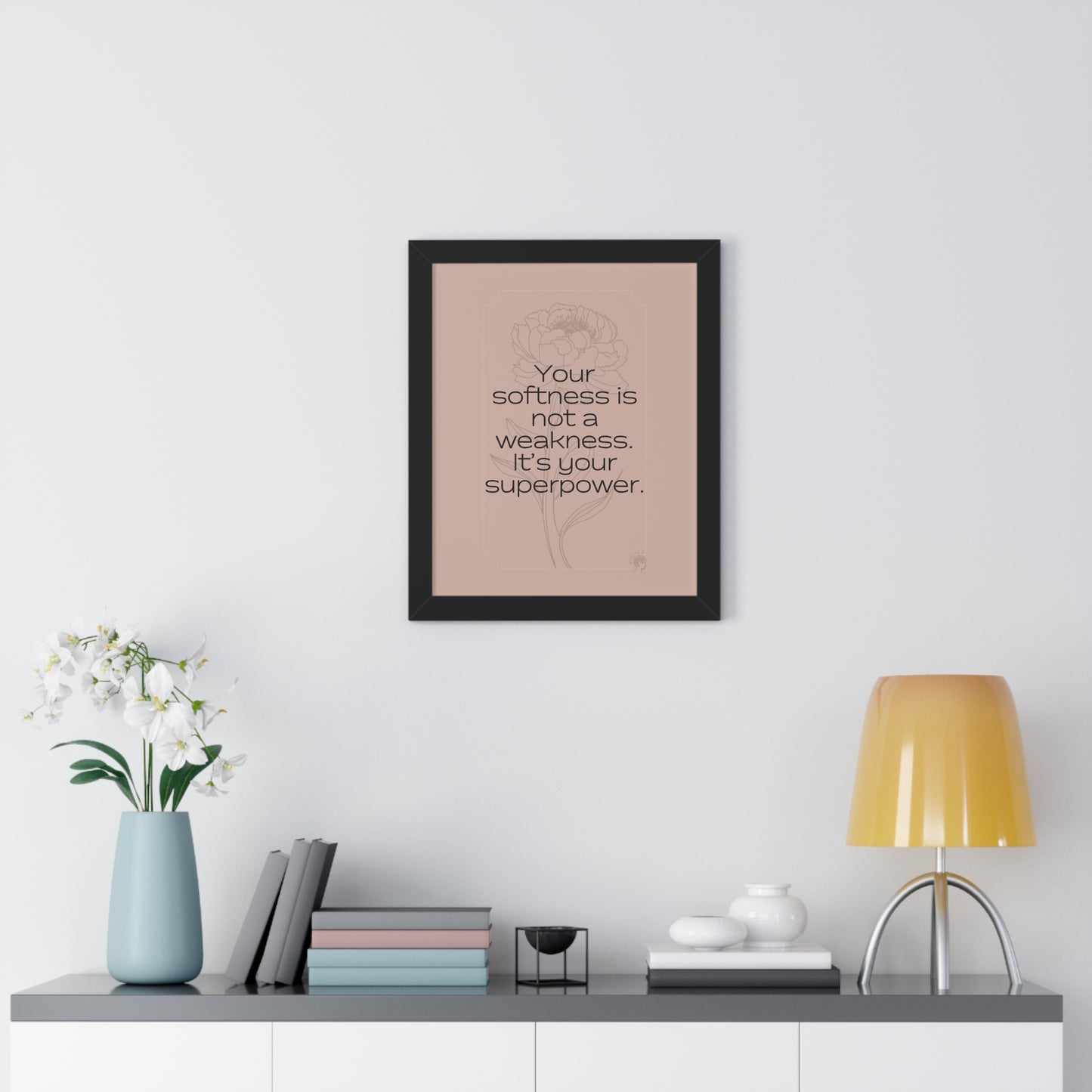 Soft Strength Series | Quote 2 | Framed Vertical Poster | Your softness is not a weakness. It's your superpower. | Reverberate Soul™