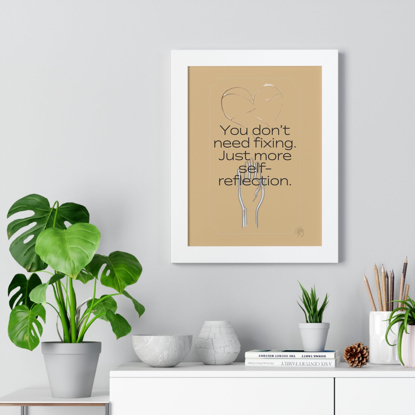 Worth Regardless Series | Quote 3 | Framed Vertical Poster | You don't need fixing. Just more self-reflection. | Reverberate Soul™