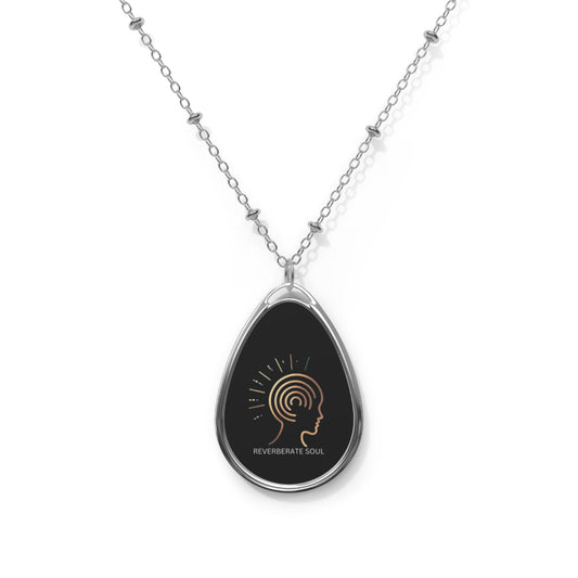 Silver Pendant - Oval Necklace | Black | Reverberate Soul™