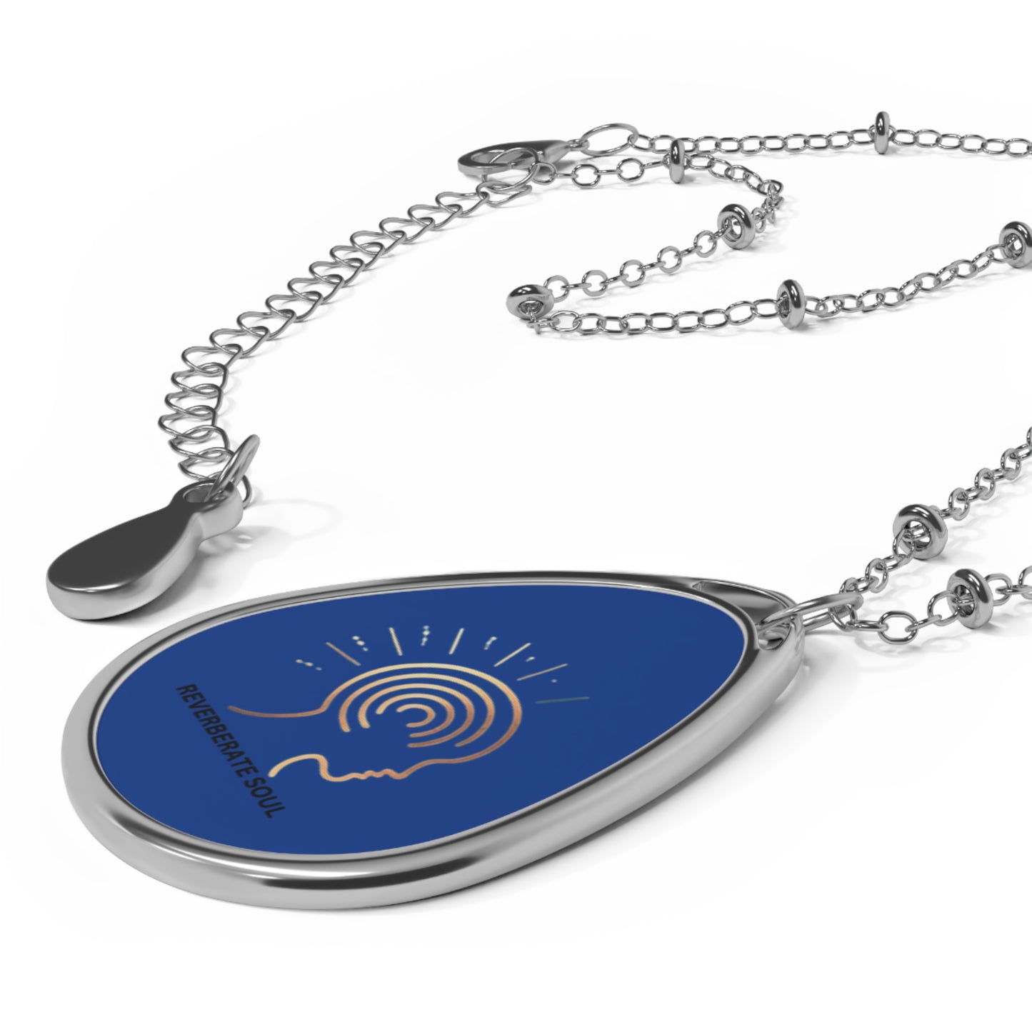 Silver Pendant - Oval Necklace | Blue | Reverberate Soul™