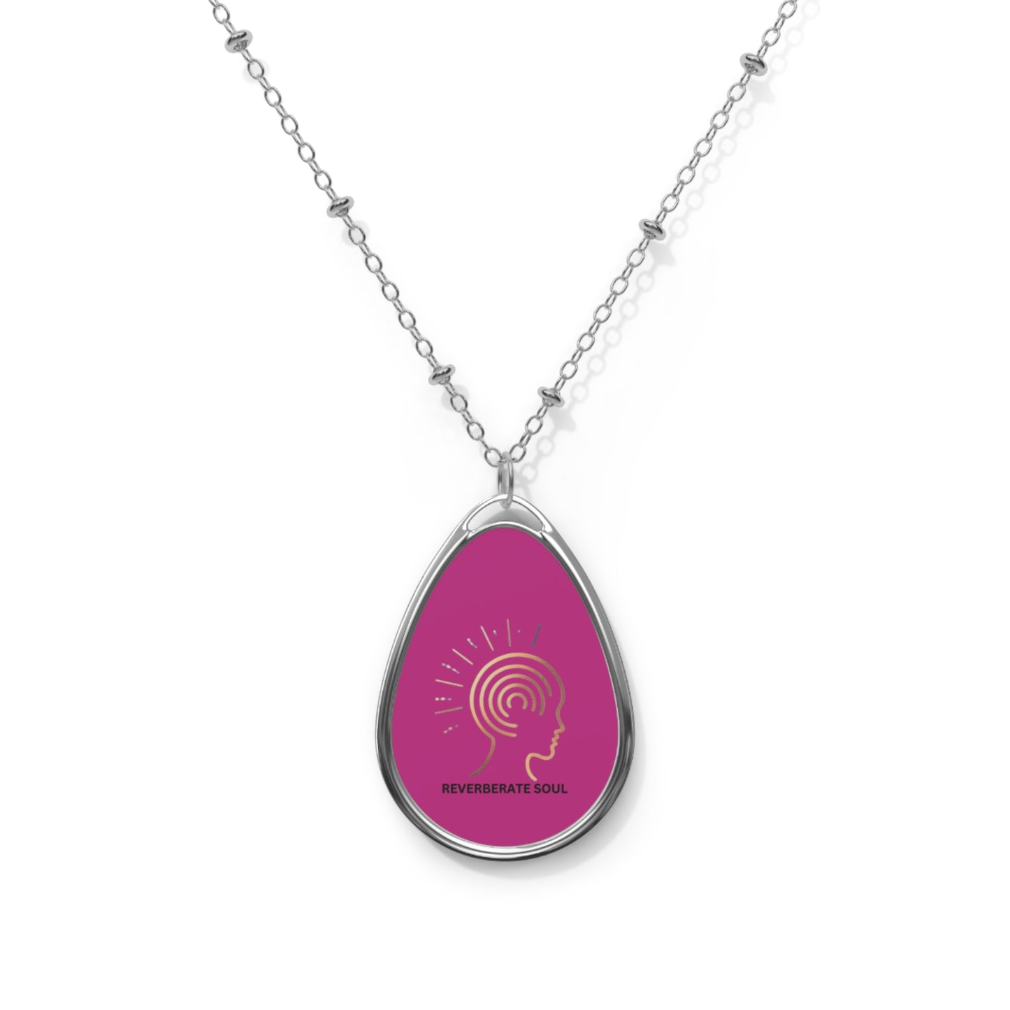 Silver Pendant - Oval Necklace | Pink | Reverberate Soul™