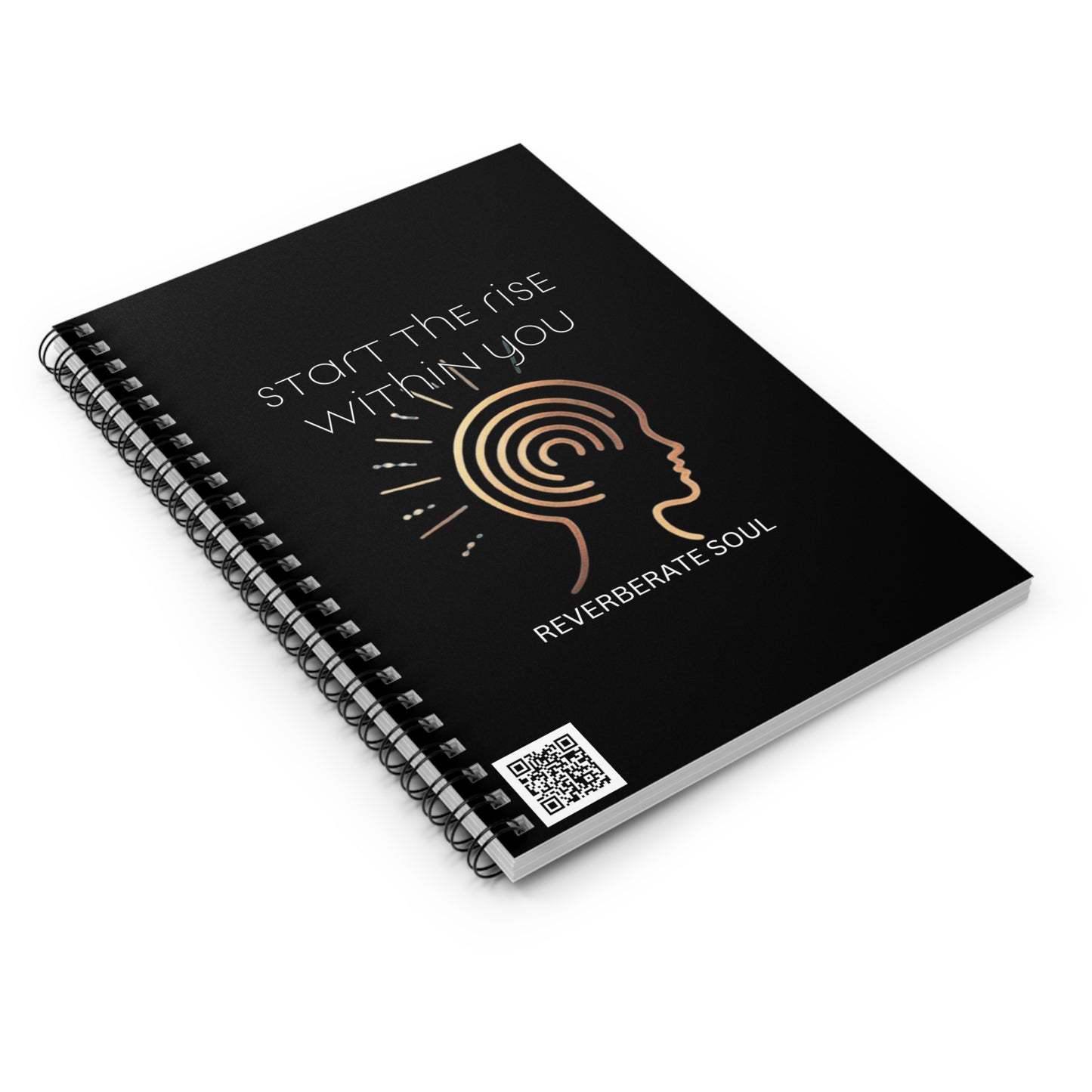 Ruled Spiral Notebook | Black | Start the Rise Within You | Reverberate Soul™