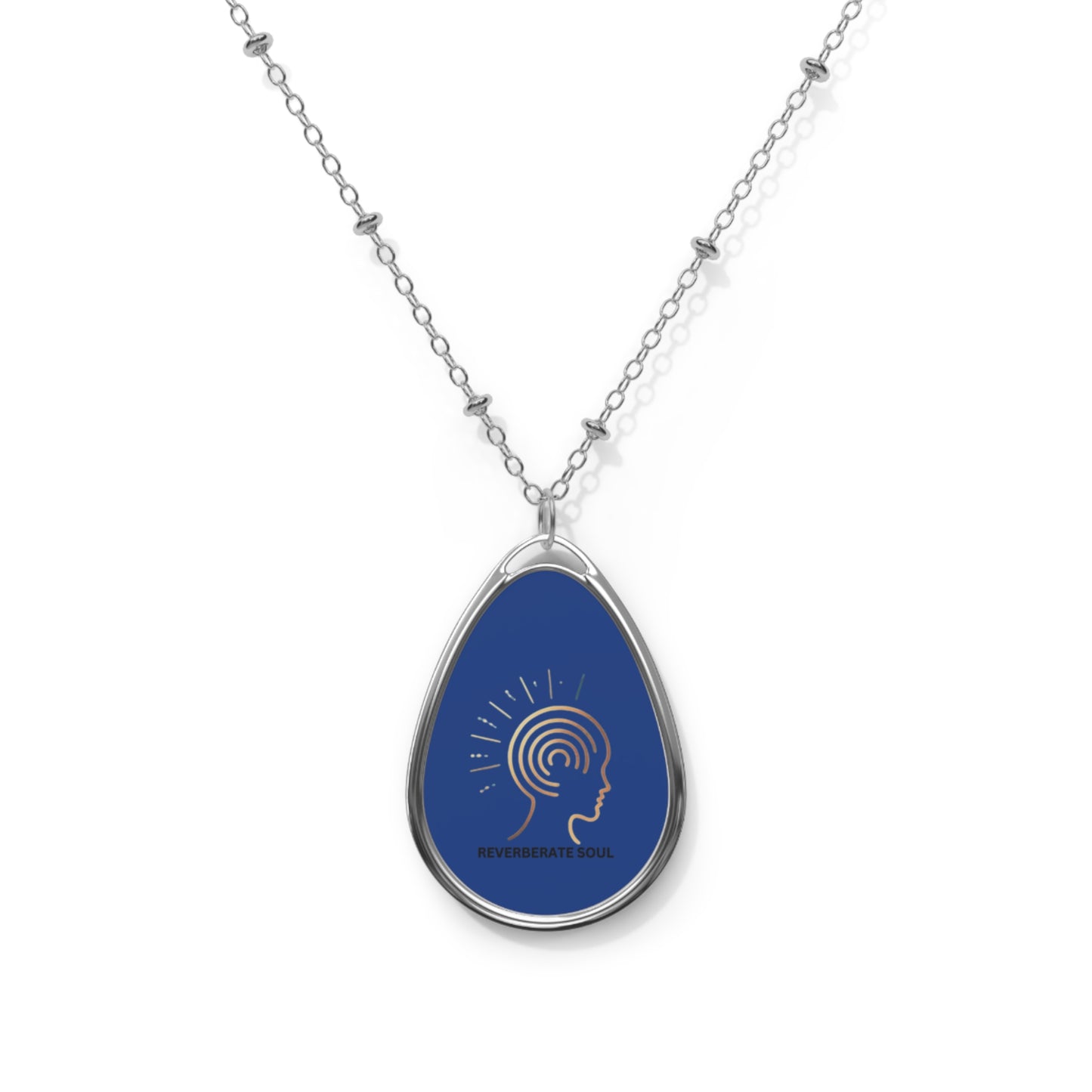 Silver Pendant - Oval Necklace | Blue | Reverberate Soul™