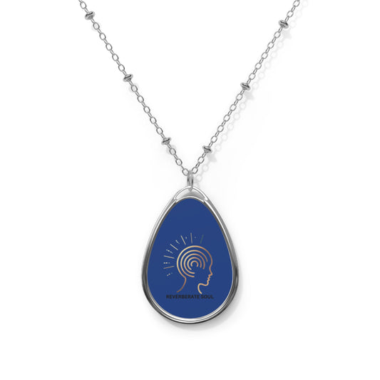 Silver Pendant - Oval Necklace | Blue | Reverberate Soul™