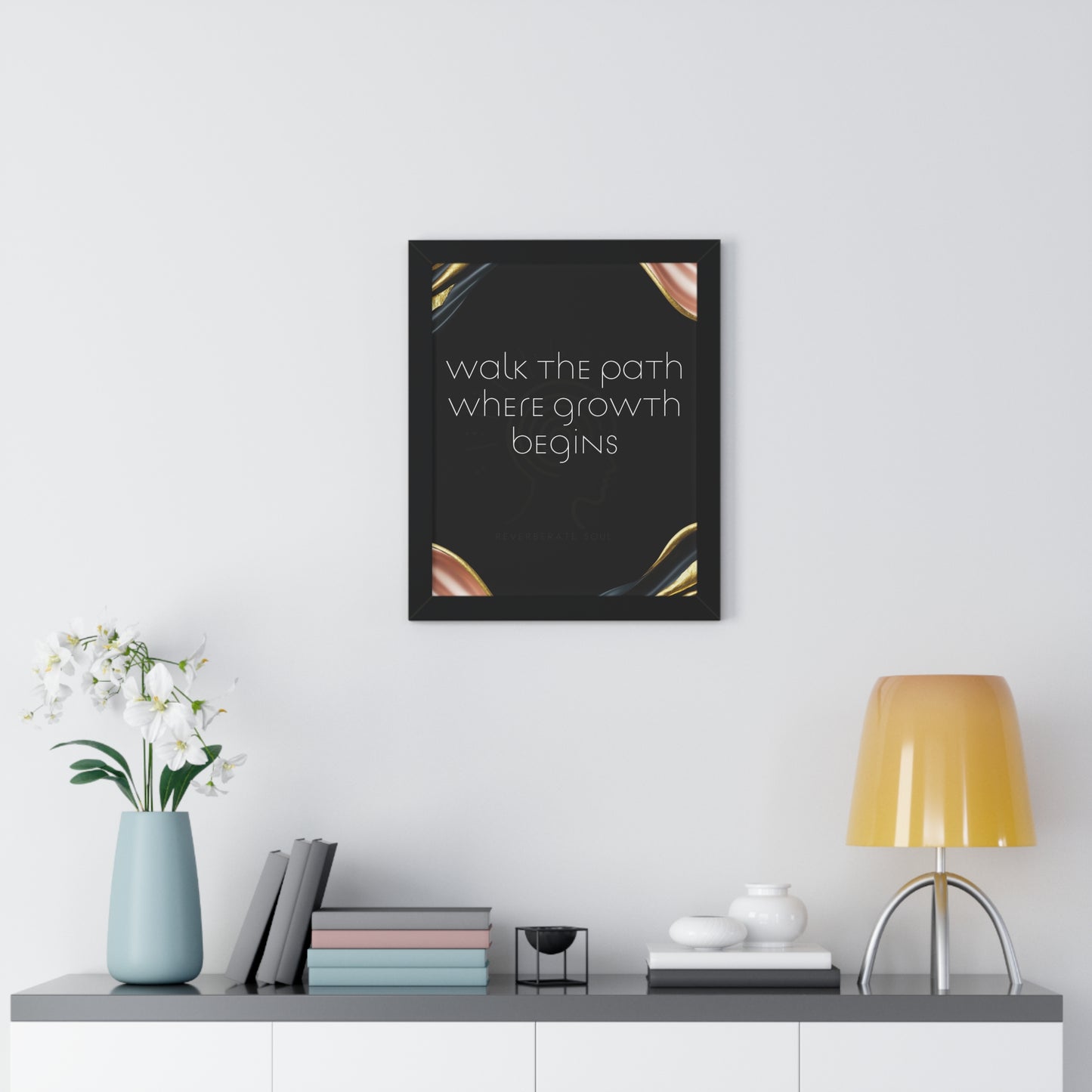 Framed Vertical Poster | Walk the Path Where Growth Begins | Reverberate Soul™