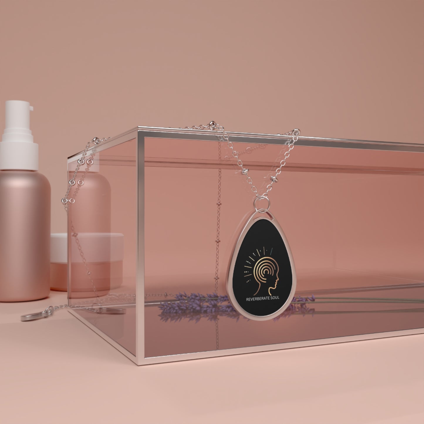 Silver Pendant - Oval Necklace | Black | Reverberate Soul™