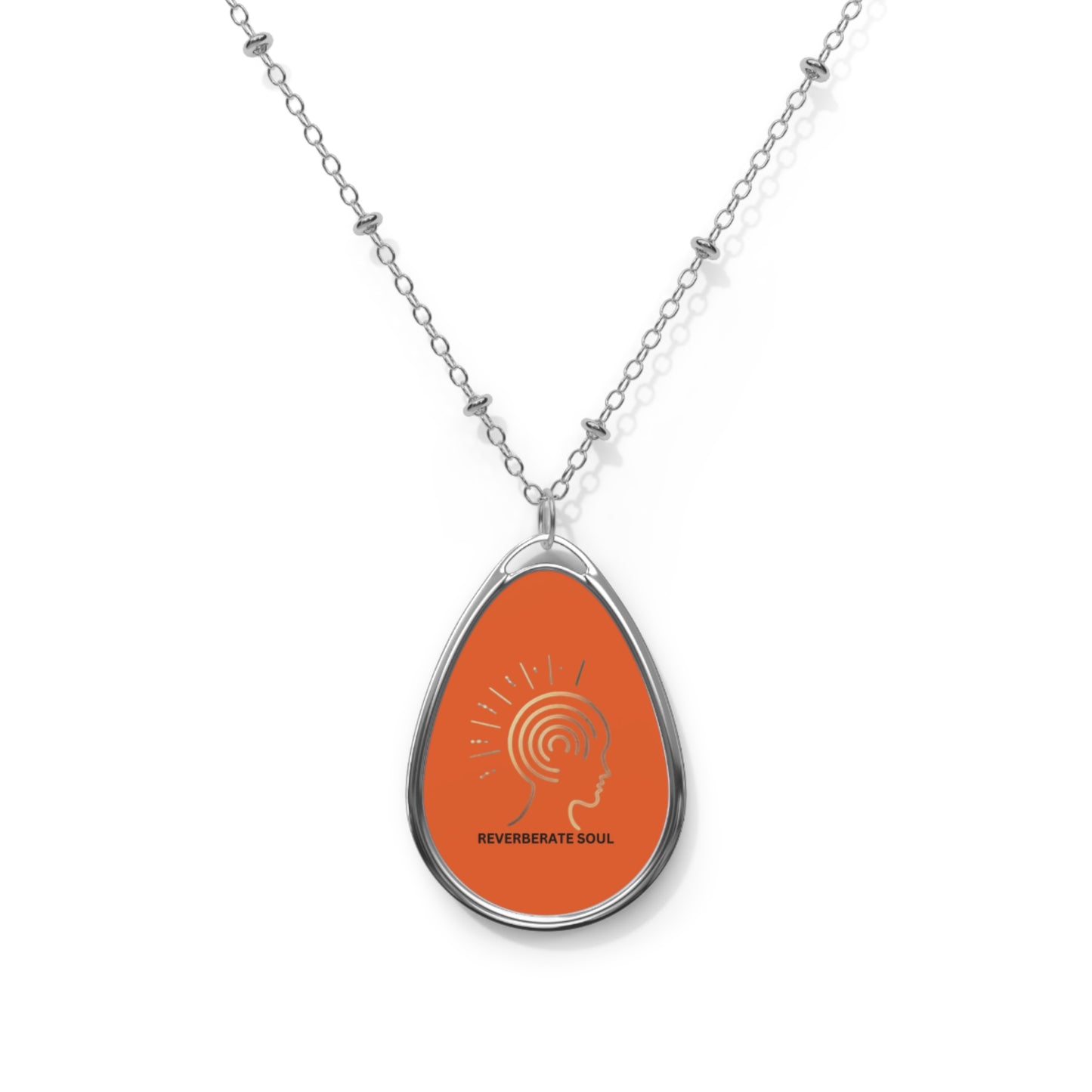 Silver Pendant - Oval Necklace | Orange | Reverberate Soul™